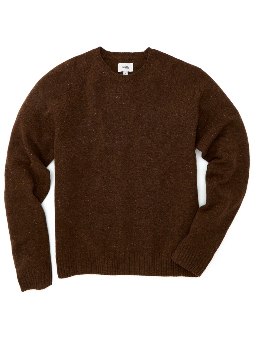 Wills Men's XL Brown Speckled Merino Wool Crewneck Sweater